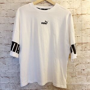 Puma power logo drop sleeve t shirt